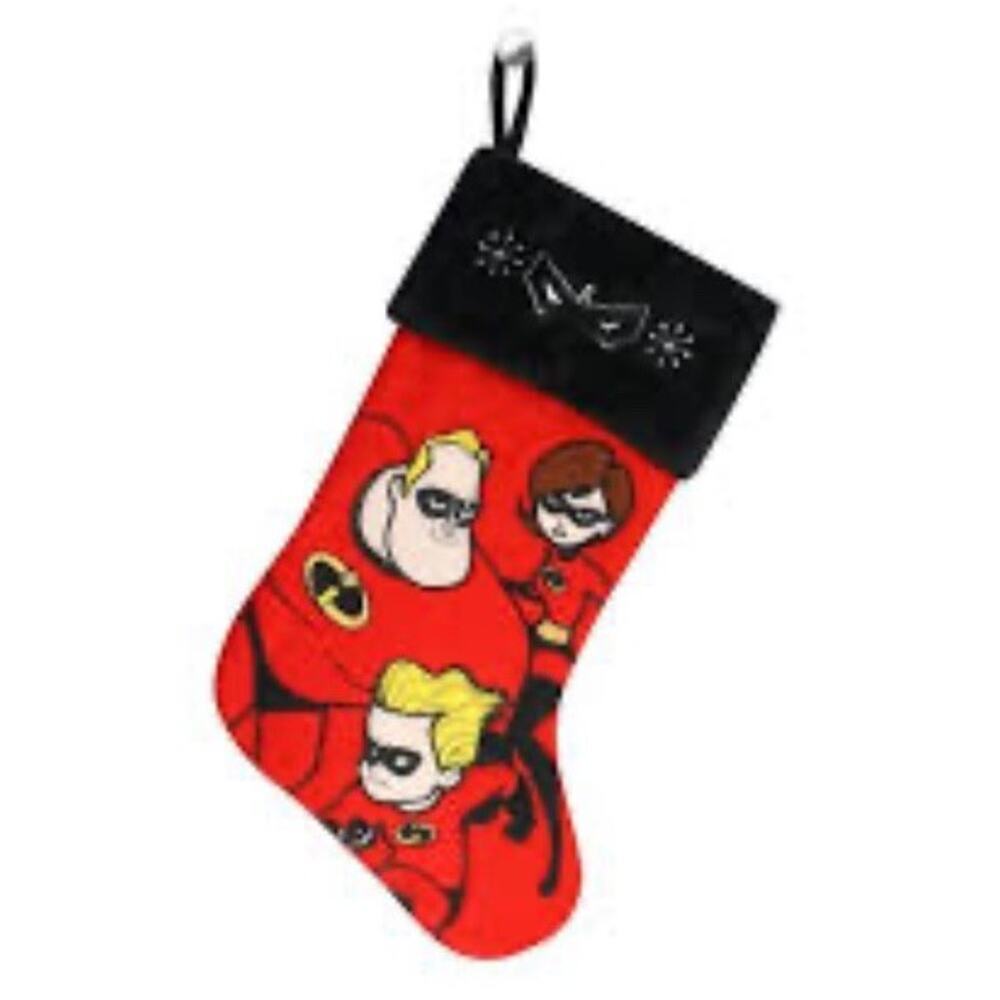 NWT The Incredibles Christmas Stocking Disney Red & Black 17 Inches